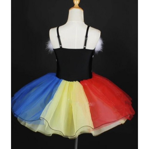 Rainbow colorful polka dot ballet dance dresses tutu skirts for kids toddlers baby princess ballerina azz dance stage performance outfits for children